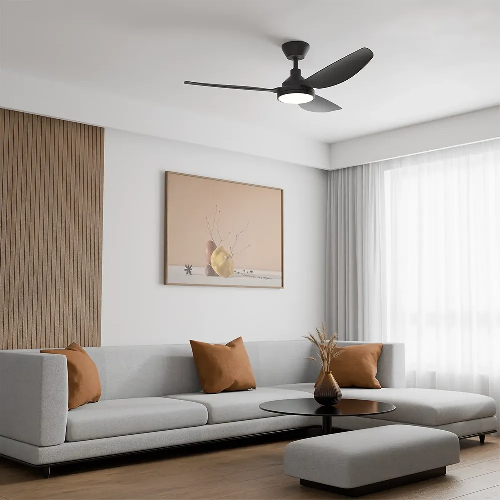 calibo-clayfield-dc-48-inch-black-with-cct-led-light-insitu-living-area.webp
