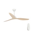 Eco Style DC Ceiling Fan by Fanco with Remote – White with Beechwood Timber Style ABS Blades 52″