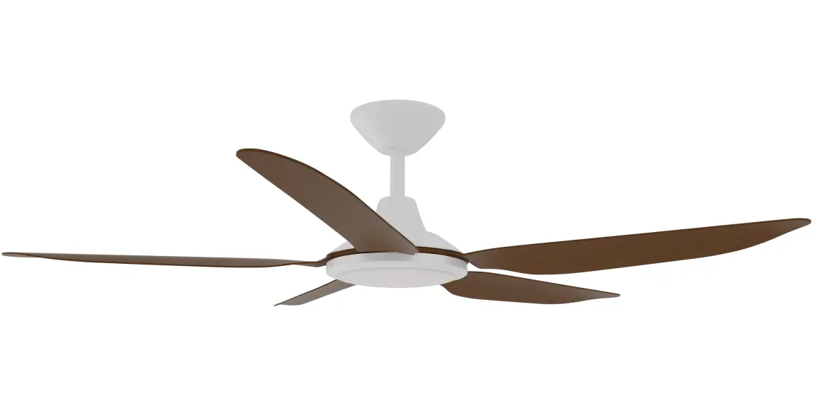 [STO-548-KO-L] Calibo Storm 48" (1220mm) 5 Blade 18W Tricolour LED Light Indoor/Outdoor DC Ceiling Fan & Remote | Koa (White)