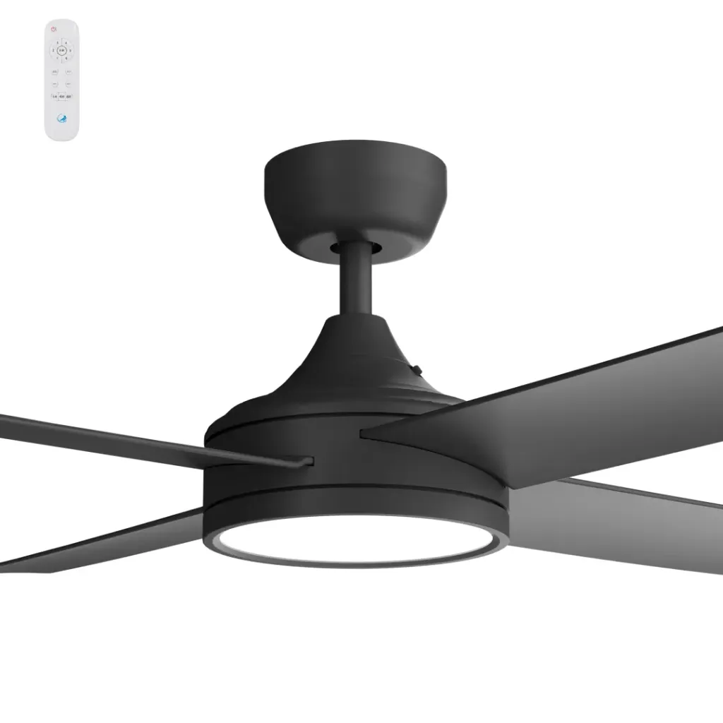 Breeze Silent DC PRO 52" Black All ABS with 24w LED Light kit with Remote Control - Quick Connect