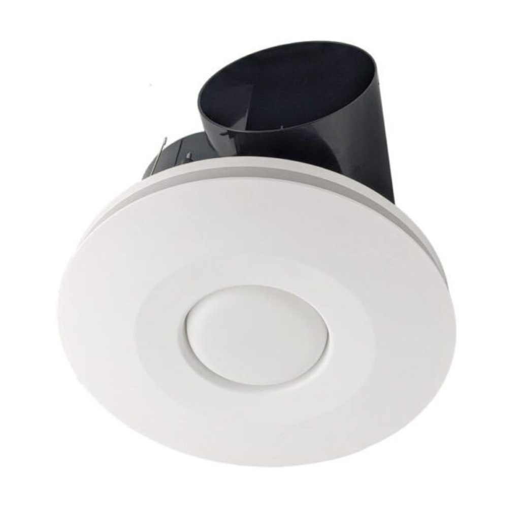 [ECVUHBM10 + EAVUHB10RWCOVERLED PACKAGE] White Hybrid DIY Exhaust Fan with LED Light (Round)