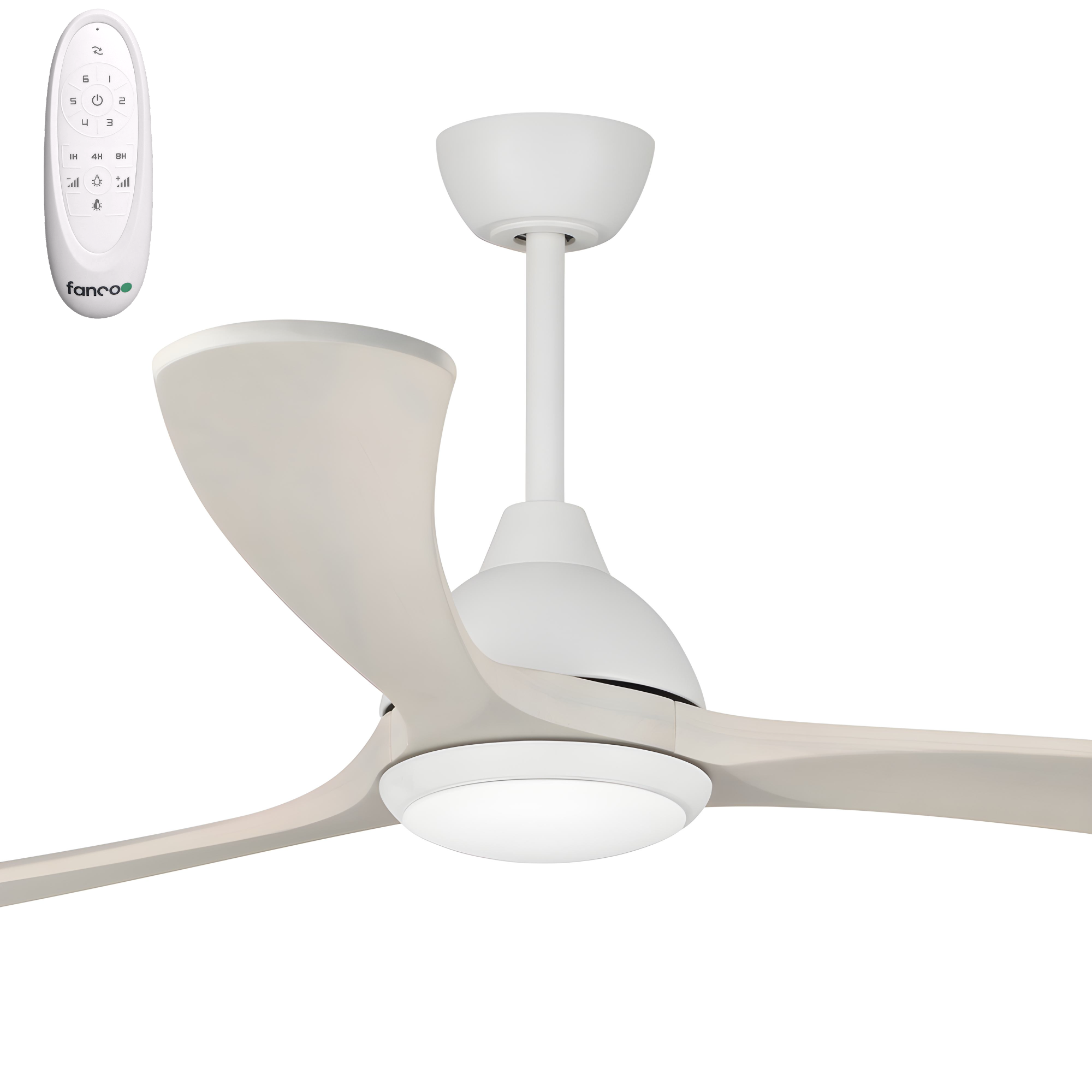 [W-CFFCSAWH-B5WH] Fanco Sanctuary DC 86" Solid Timber Blade Indoor/Outdoor Ceiling Fan With Remote (white)