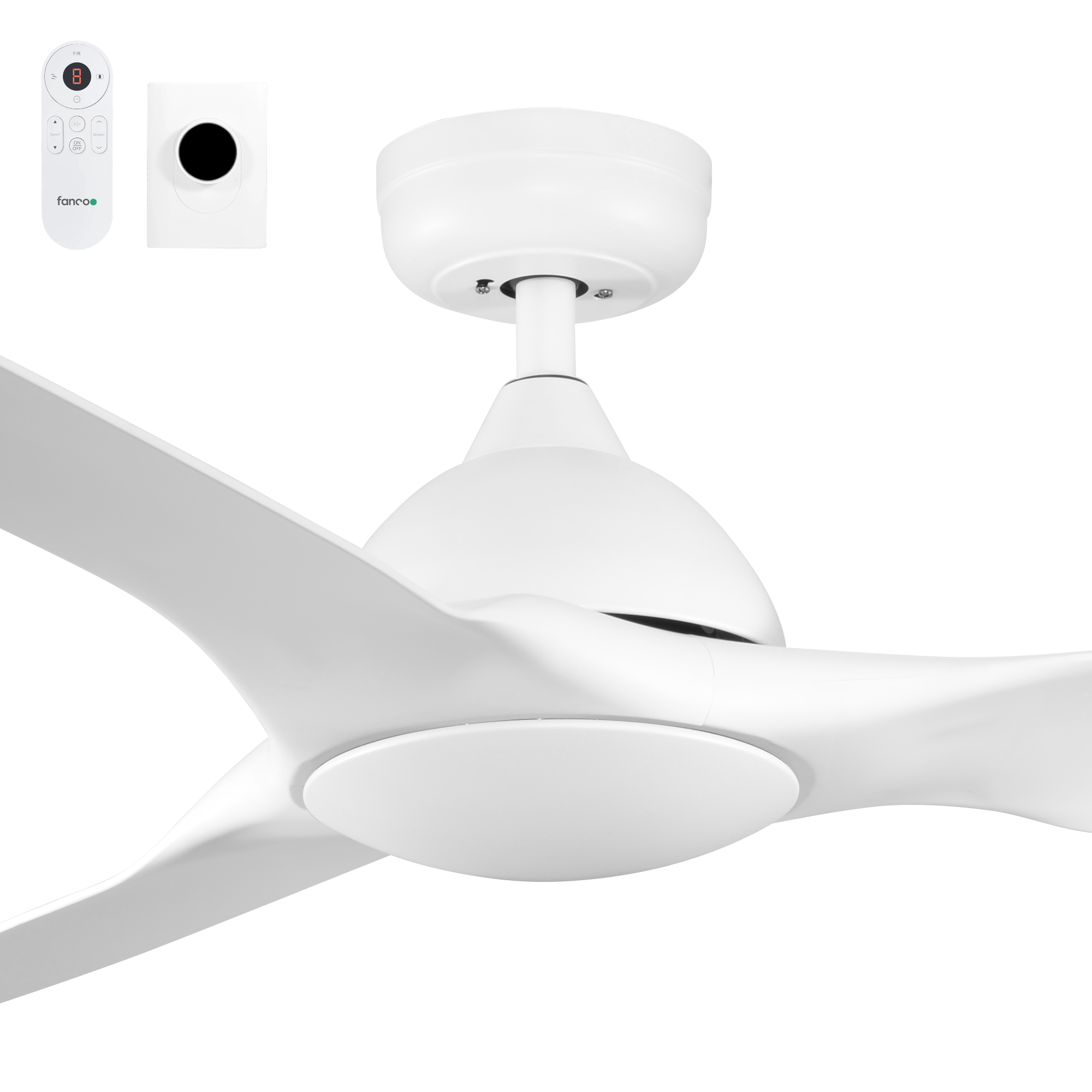 [W-CFFCHZ45WH-WC KF3030/101C HORIZON] Fanco Horizon Smart 64" DC Ceiling Fan with Wall Control and Remote