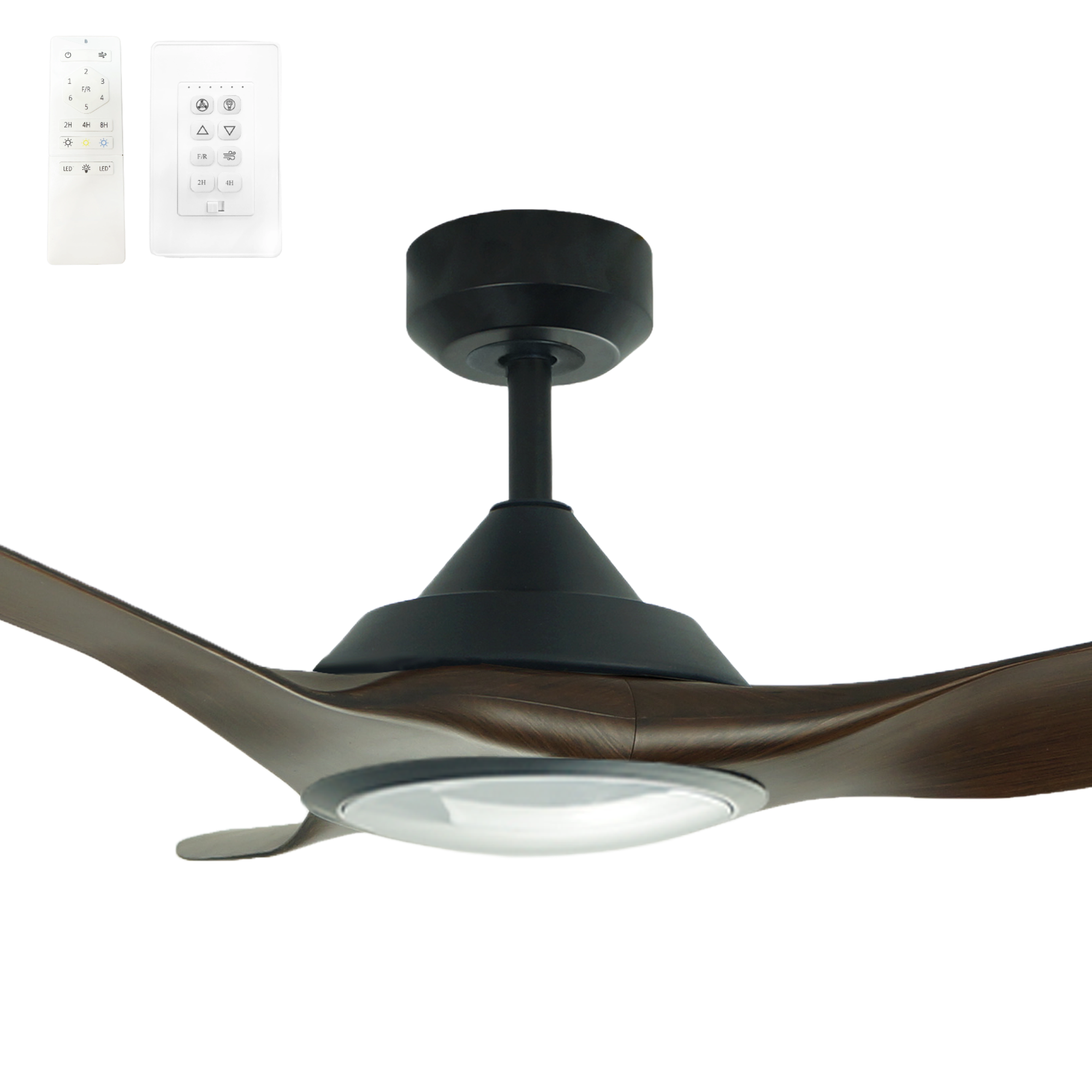 [288083] Vencha Raven RWS 64" DC Smart Ceiling Fan with Light Kit (Walnut and Black)