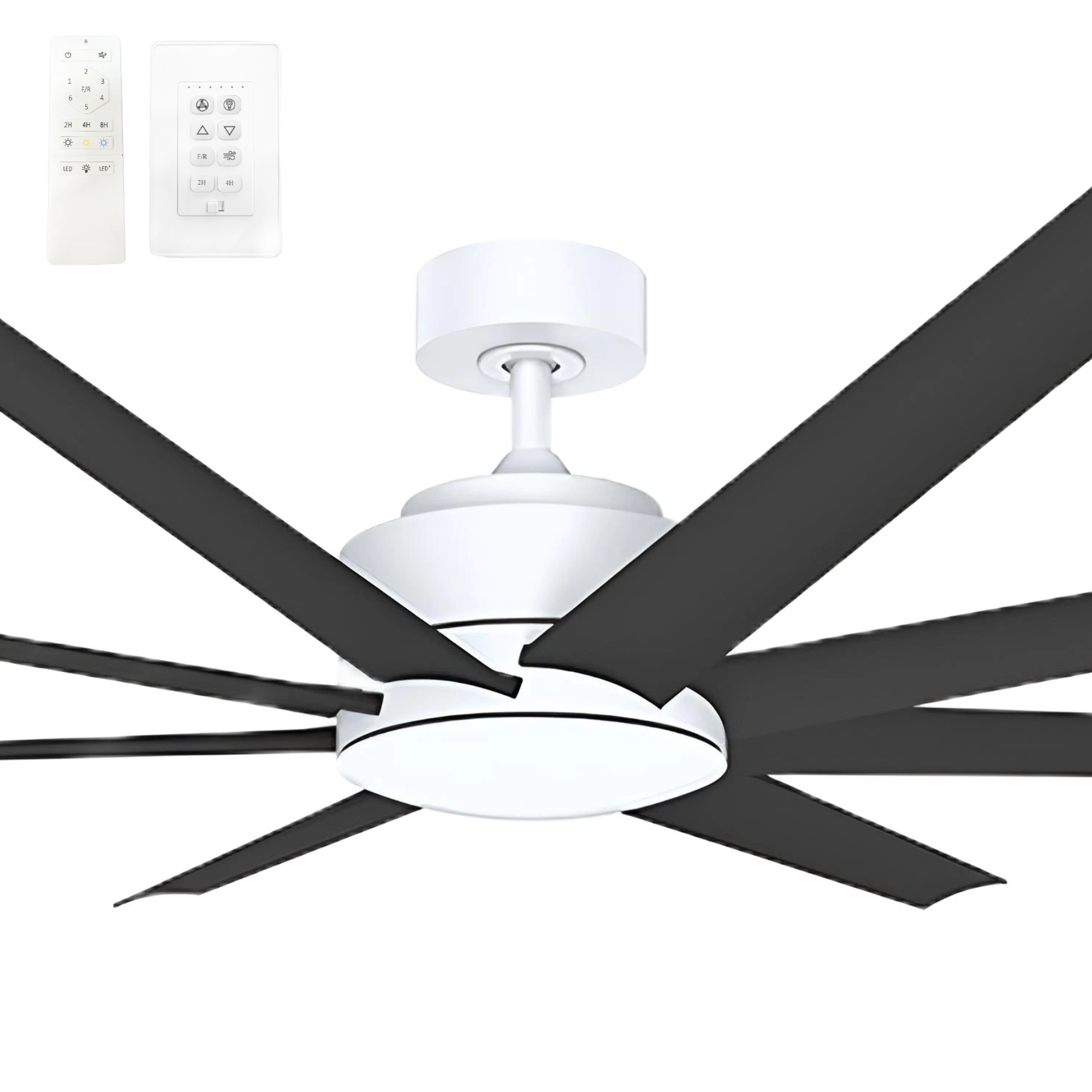 [5507107 + 5507100 TITANIC PACKAGE] Vencha Titanic RWS 72" DC Smart Ceiling Fan with White Motor and Tricontrol (BLACK)