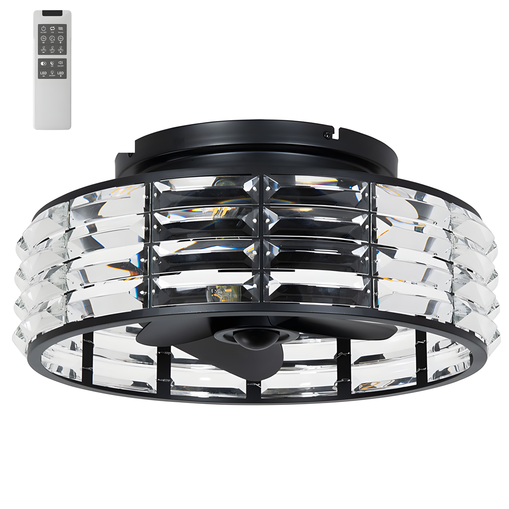[5507221] Vencha Odyssey Clear Glass Shade 22" DC Ceiling Light Fan with Remote (Black)