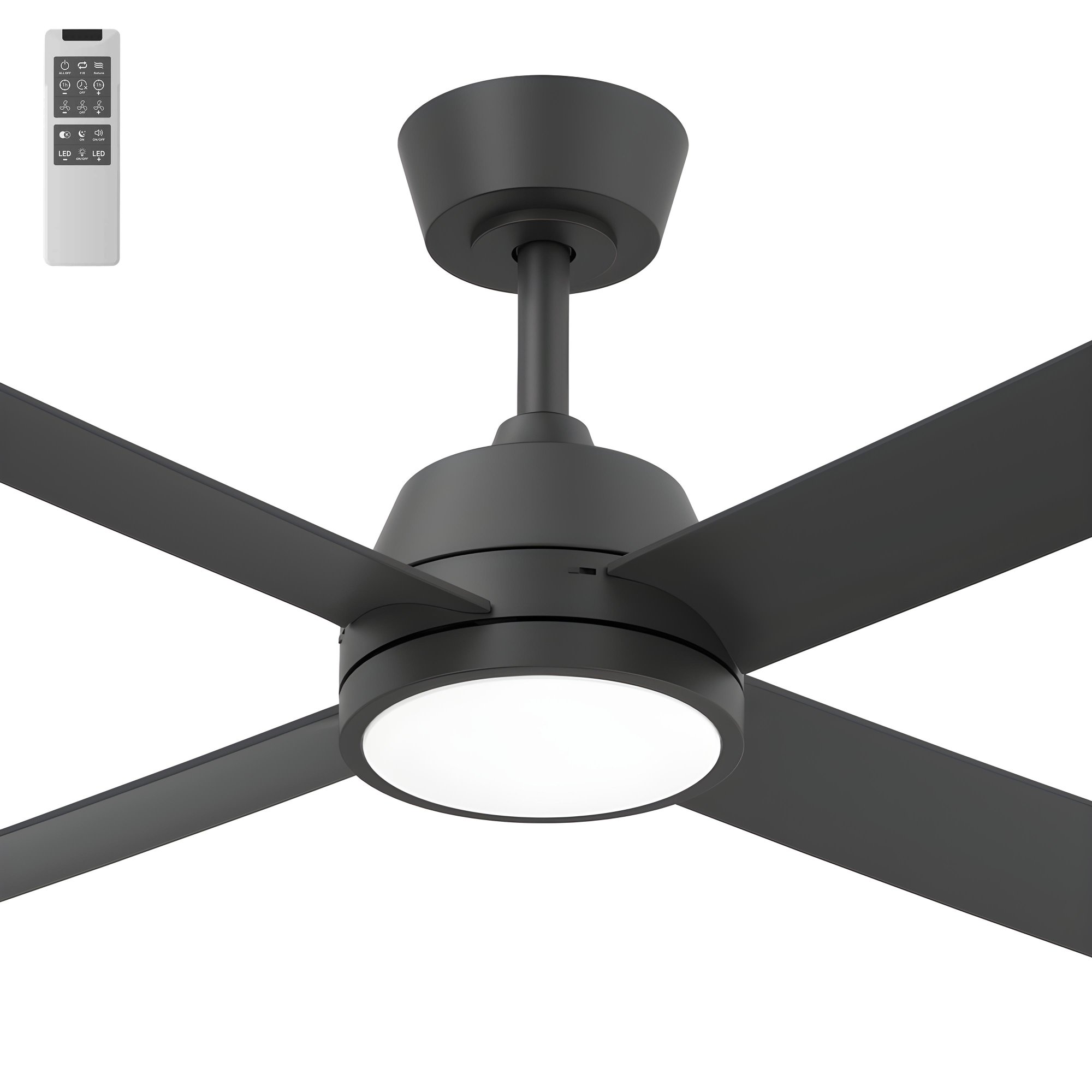 [5507273] Vencha Bronco 52" DC Ceiling Fan with LED Light and Remote (Black)