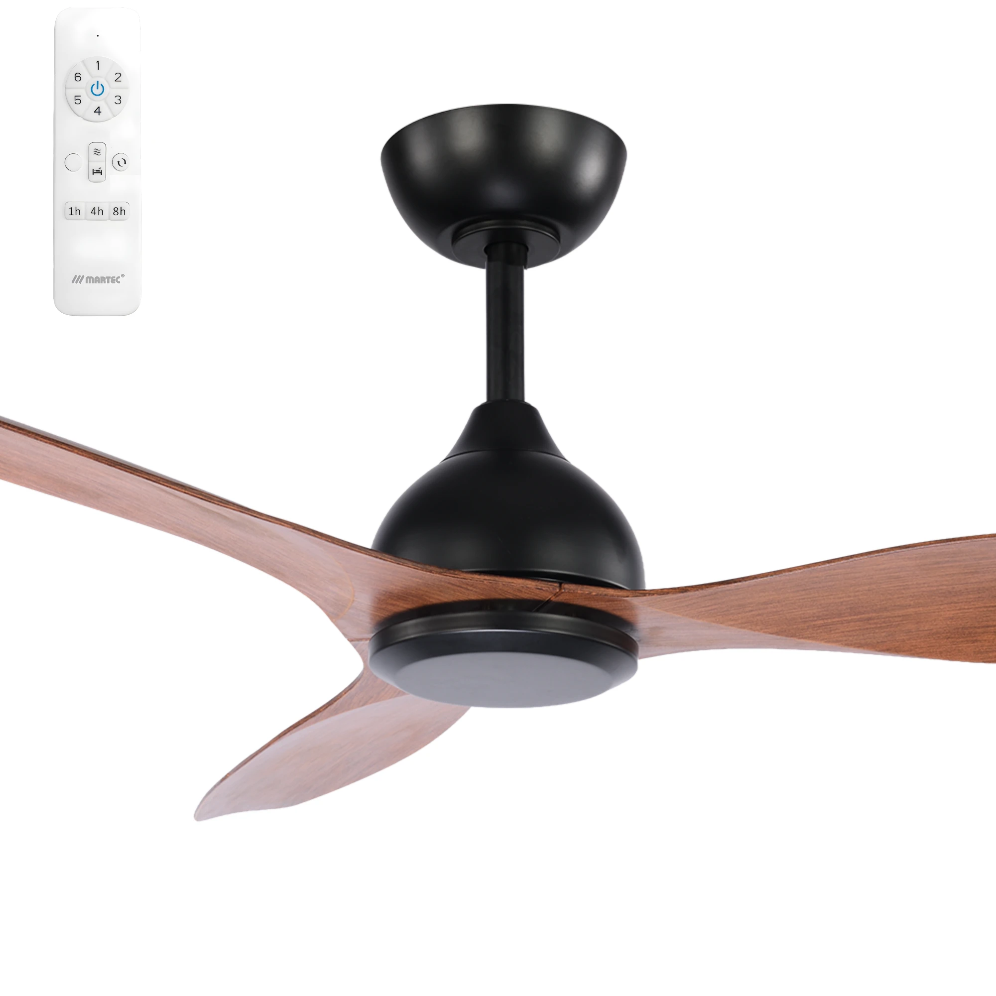 [MEDC123MW] Martec Smart Elite 48" DC 3 Bladed Ceiling Fan With Remote (Matt Black & Walnut)