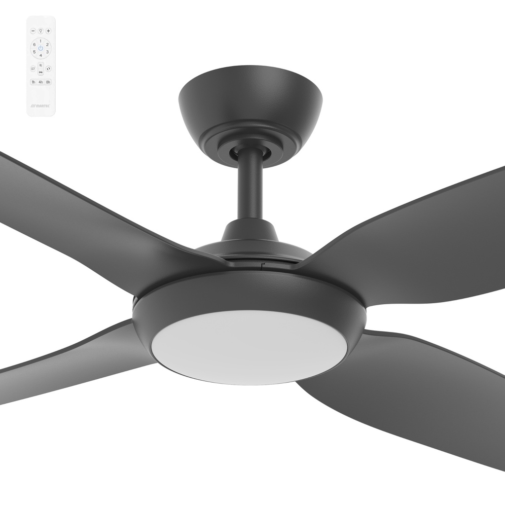 [MVDC1343M] Martec Smart Viper 52" DC 4 Bladed Ceiling Fan With 18W CCT LED Dimmable Light & Remote (Black)