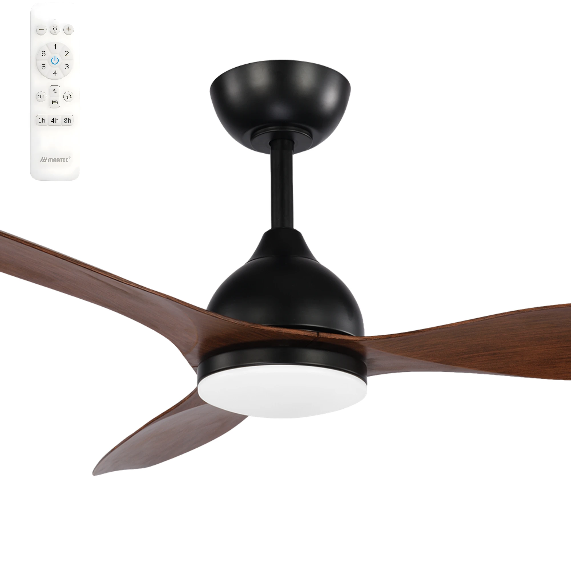 [MEDC1233MW] Martec Smart Elite 48" DC 3 Bladed Ceiling Fan With 18W CCT LED Dimmable Light & Remote (Matt Black & Walnut)