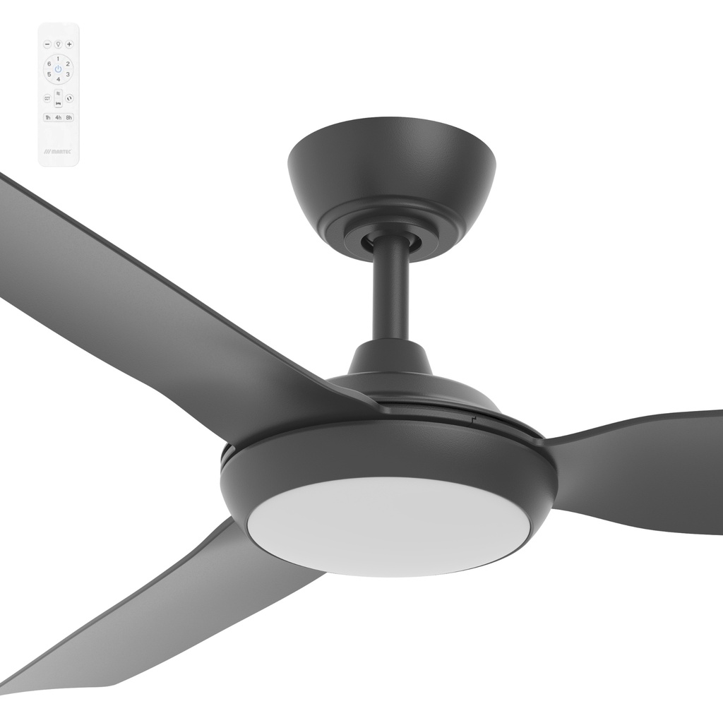 [MVDC1333M] Martec Smart Viper 52" DC 3 Bladed Ceiling Fan With 18W CCT LED Dimmable Light & Remote (Black)