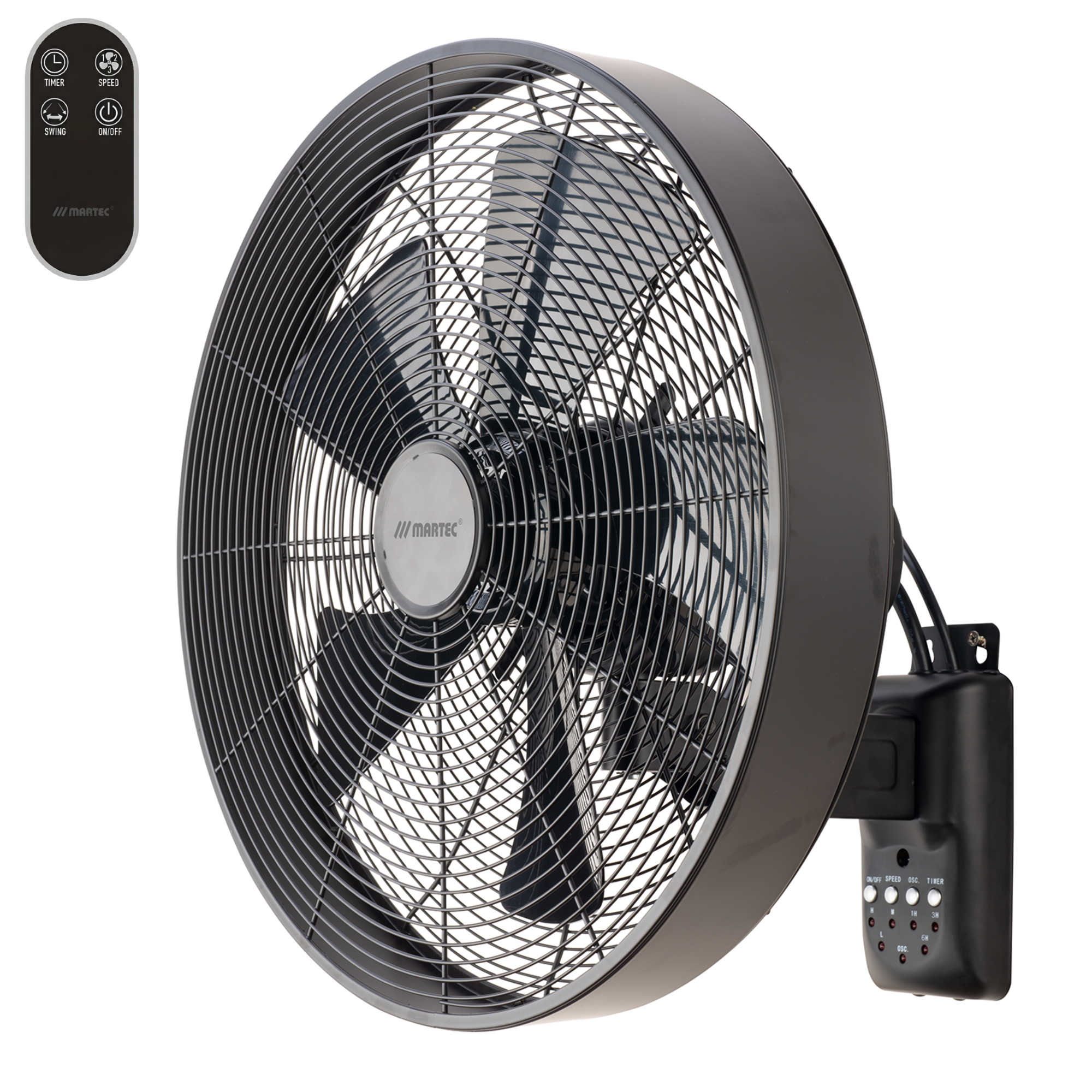 [MWFC400M] Martec Como 15" AC Wall Fan with Remote (BLACK)