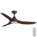 CloudFan SMART DC Ceiling Fan by Calibo with LED Light – Black with Koa Timber Style ABS Blades 48″