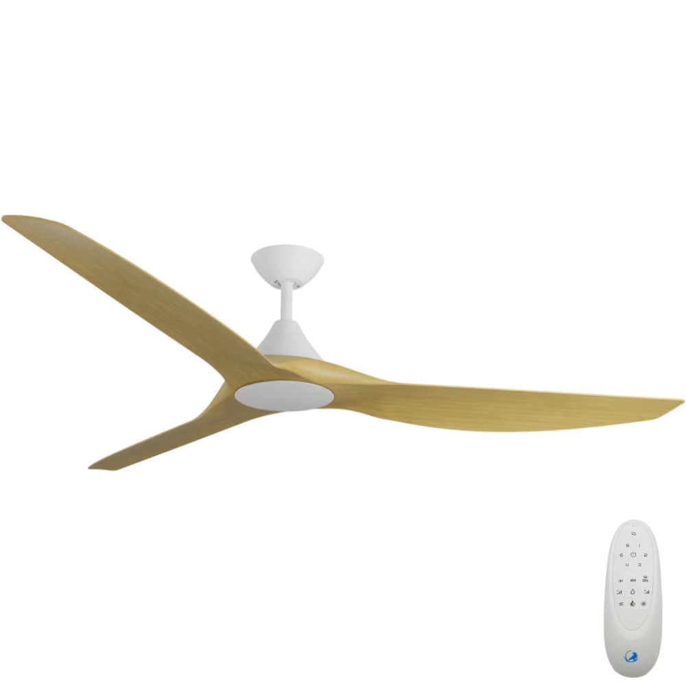 [W-CFADCF16WH-BA] CloudFan SMART DC Ceiling Fan by Calibo – White with Bamboo Timber Style ABS Blades 72″