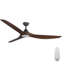 CloudFan SMART DC Ceiling Fan by Calibo with LED Light – Black with Koa Timber Style ABS Blades 72″
