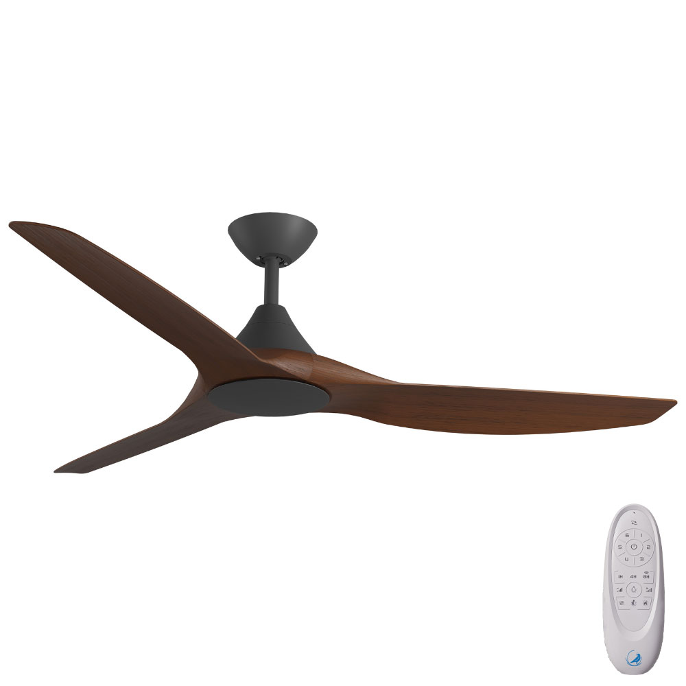 CloudFan SMART DC Ceiling Fan by Calibo – Black with Koa Timber Style ABS Blades 60″