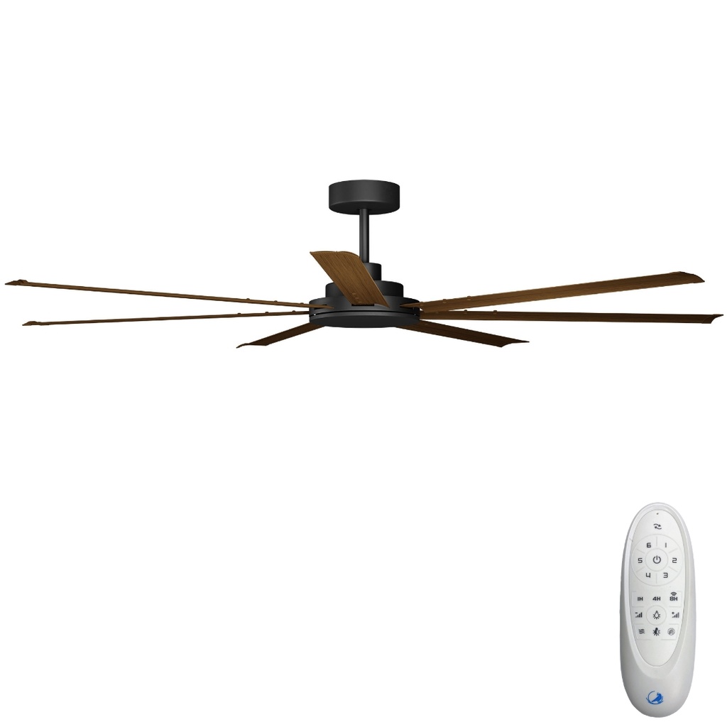 [CFADAS18BLK] Alula SMART DC Ceiling Fan by Calibo – Black with Koa Blades 80″