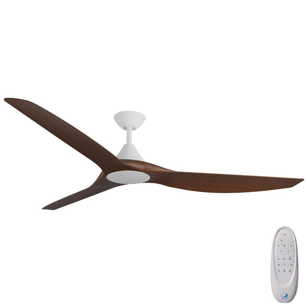 [W-CFADCF23WH-KO] CloudFan SMART DC Ceiling Fan by Calibo – White with Koa Timber Style ABS Blades 52″