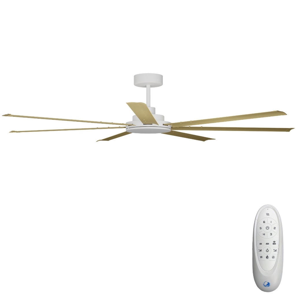 [CFADAS18WHB] Alula SMART DC Ceiling Fan by Calibo – White with Bamboo Blades 80″