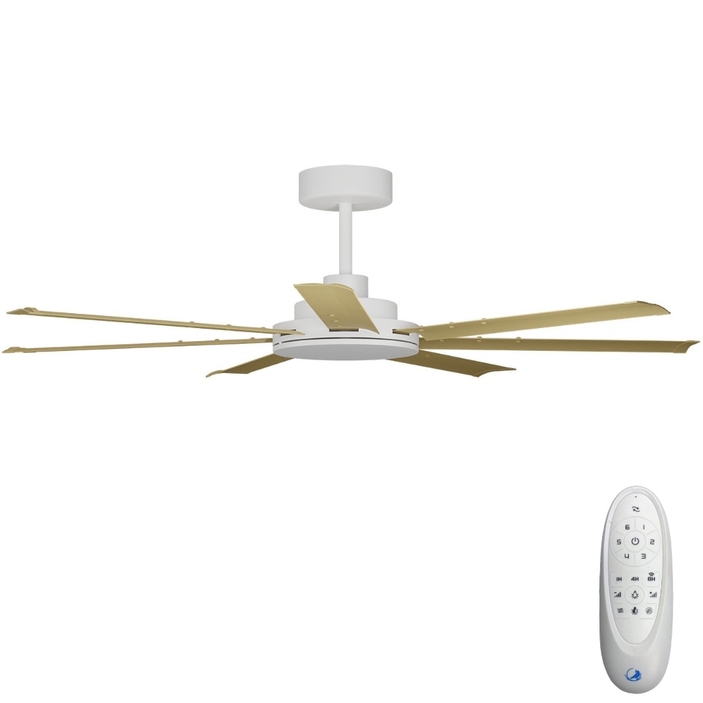 [CFADAS16WHB] Alula SMART DC Ceiling Fan by Calibo – White with Bamboo Blades 60″