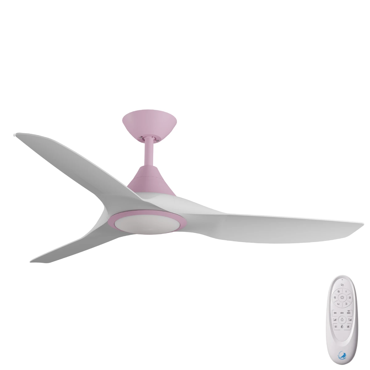 CloudFan DC SMART Ceiling Fan by Calibo with LED Light – Pink with White Blades 52″