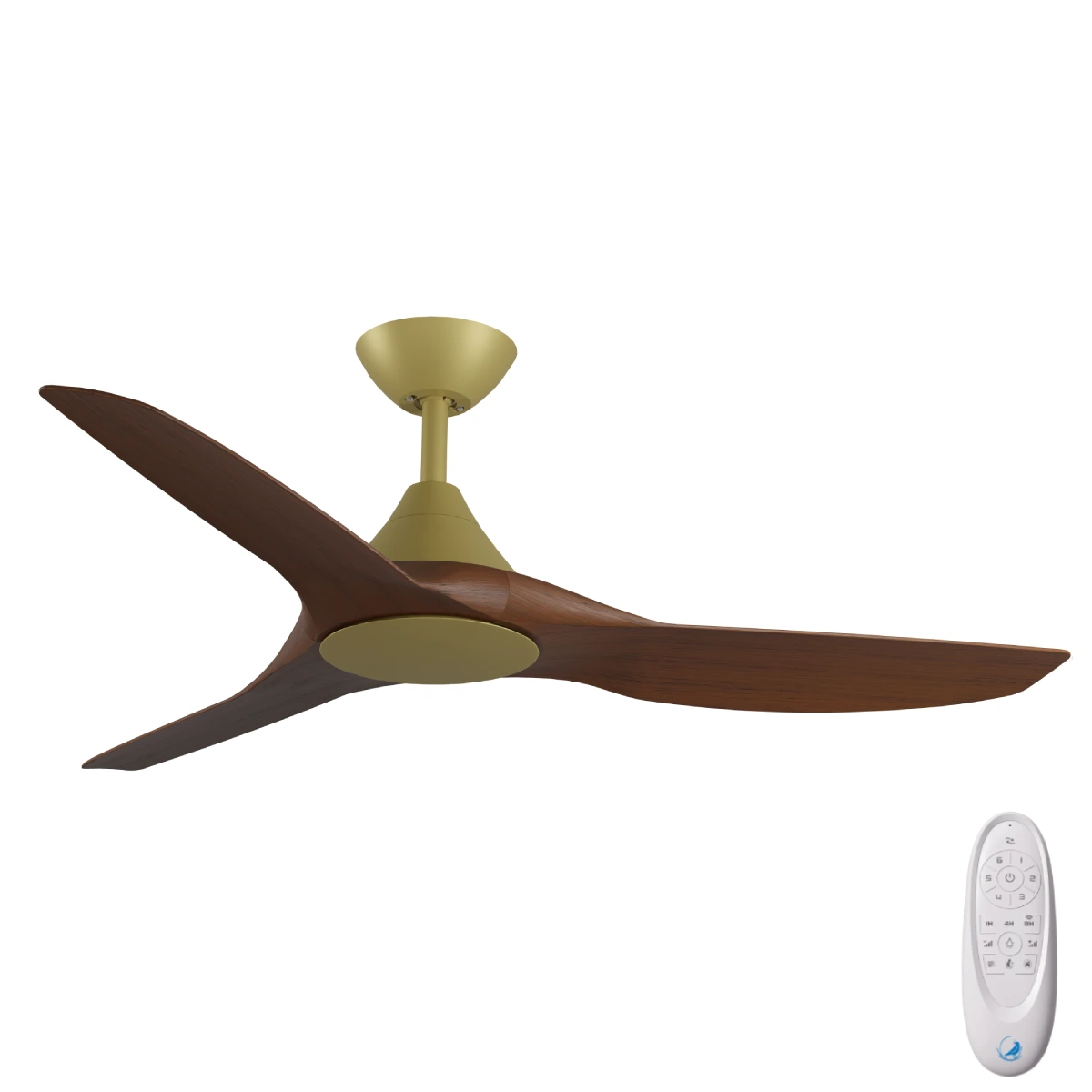 CloudFan DC SMART Ceiling Fan by Calibo – Gold with Koa Timber Style ABS Blades 52″