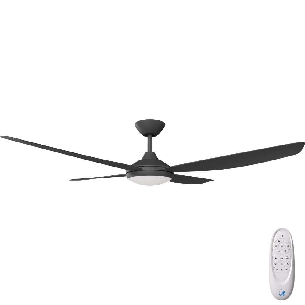 [W-CFADVA14LBL-BL] Vanga DC Ceiling Fan by Calibo with LED Light – Black 56″
