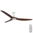 CloudFan SMART DC Ceiling Fan by Calibo with LED Light – White with Koa Blades 60″