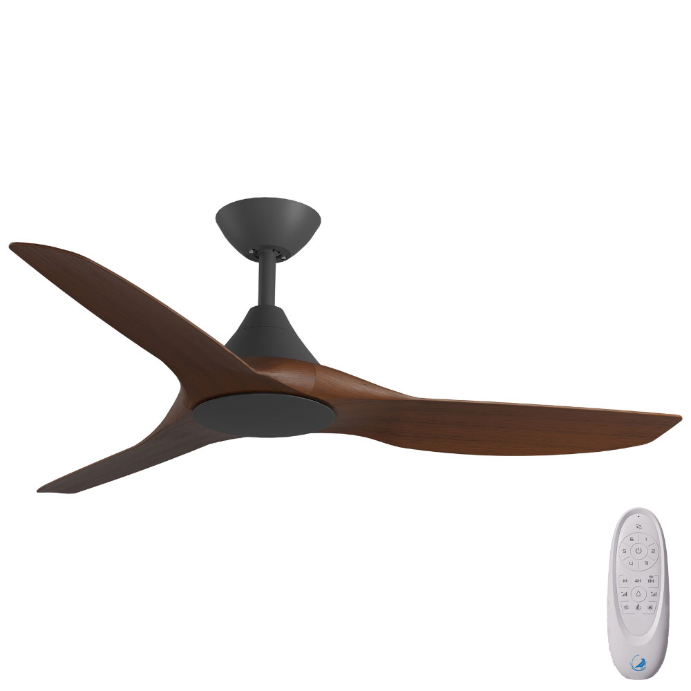CloudFan SMART DC Ceiling Fan by Calibo – Black with Koa Timber Style ABS Blades 48″