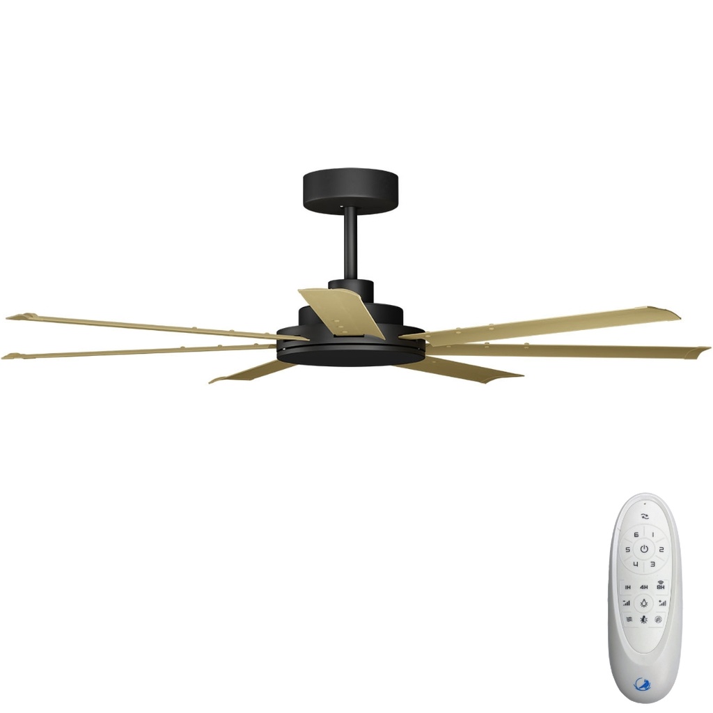 [CFADAS16BLB] Alula SMART DC Ceiling Fan by Calibo – Black with Bamboo Blades 60″