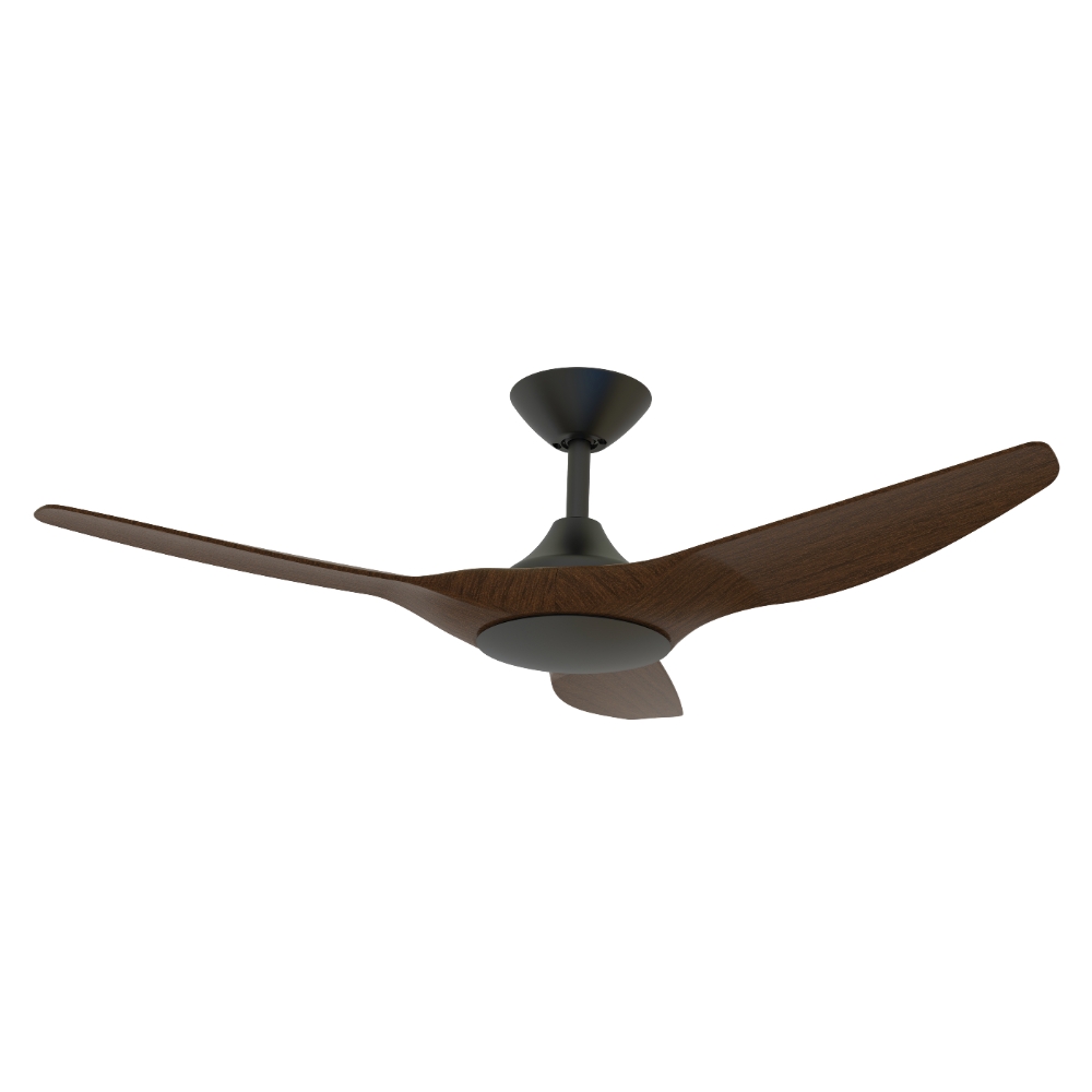 [CFDOST12BLWN] Strike DC Ceiling Fan by Domus – Black with Walnut Timber Style ABS Blades 48″