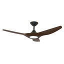 Strike DC Ceiling Fan by Domus with LED Light – Black with Walnut Timber Style ABS Blades 48″