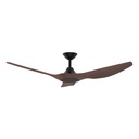 Strike DC Ceiling Fan by Domus – Black with Walnut Timber Style ABS Blades 60″