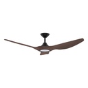Strike DC Ceiling Fan by Domus with LED Light – Black with Walnut Timber Style ABS Blades 60″