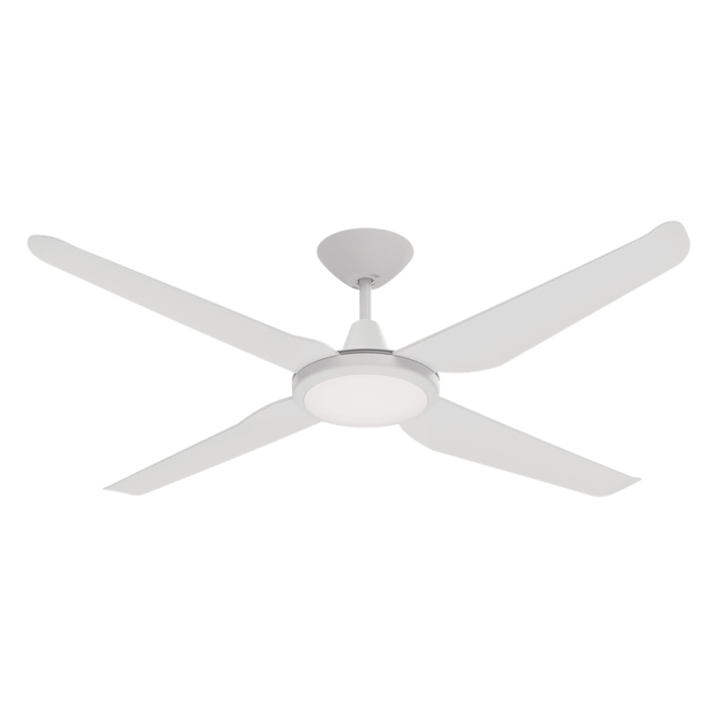 Motion DC Ceiling Fan by Domus with LED Light – White 52″