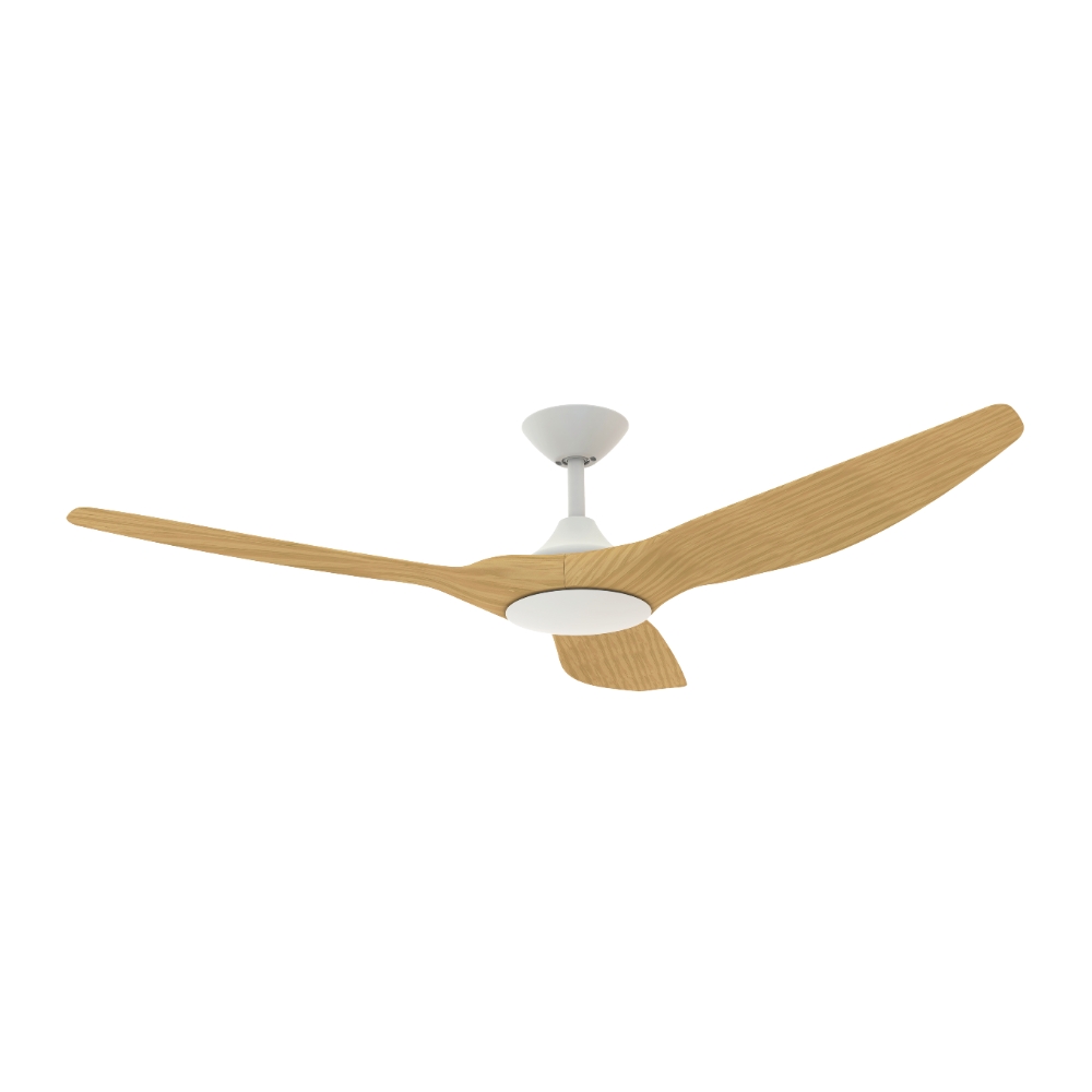 [CFDOST15WHOK] Strike DC Ceiling Fan by Domus – White with Oak Timber Style ABS Blades 60″