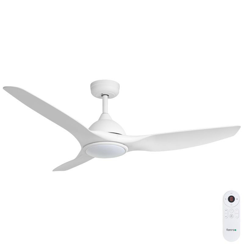 Horizon DC SMART Ceiling Fan with LED Light & Remote – White 52″