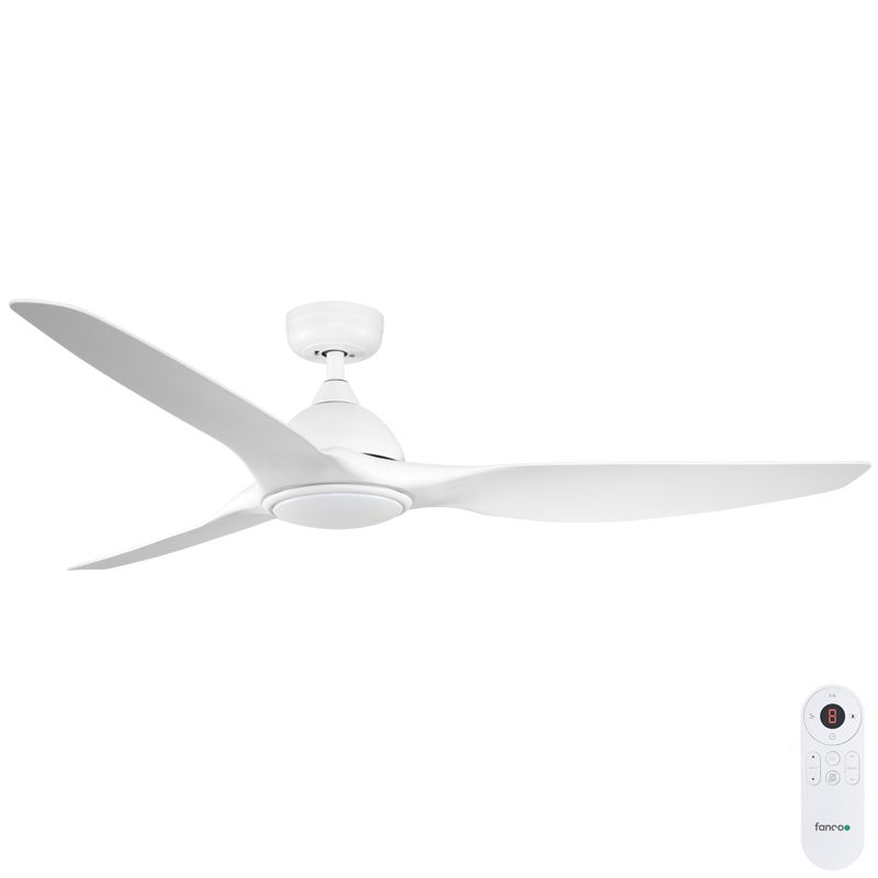 Horizon DC SMART Ceiling Fan by Fanco with LED Light – White 64″