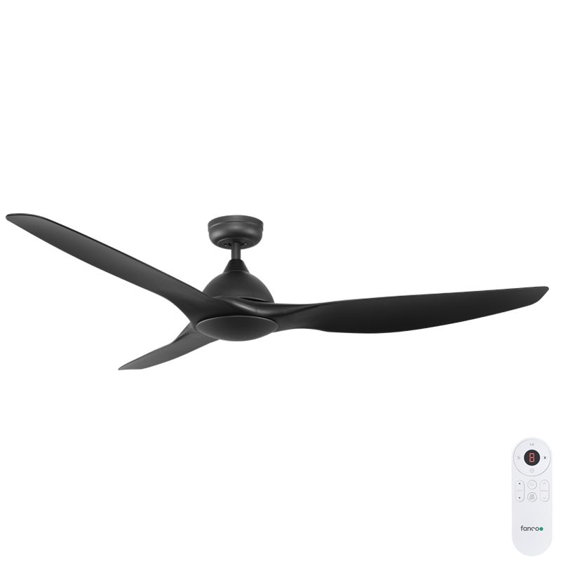 Horizon DC SMART Ceiling Fan by Fanco with Remote – Black 64″