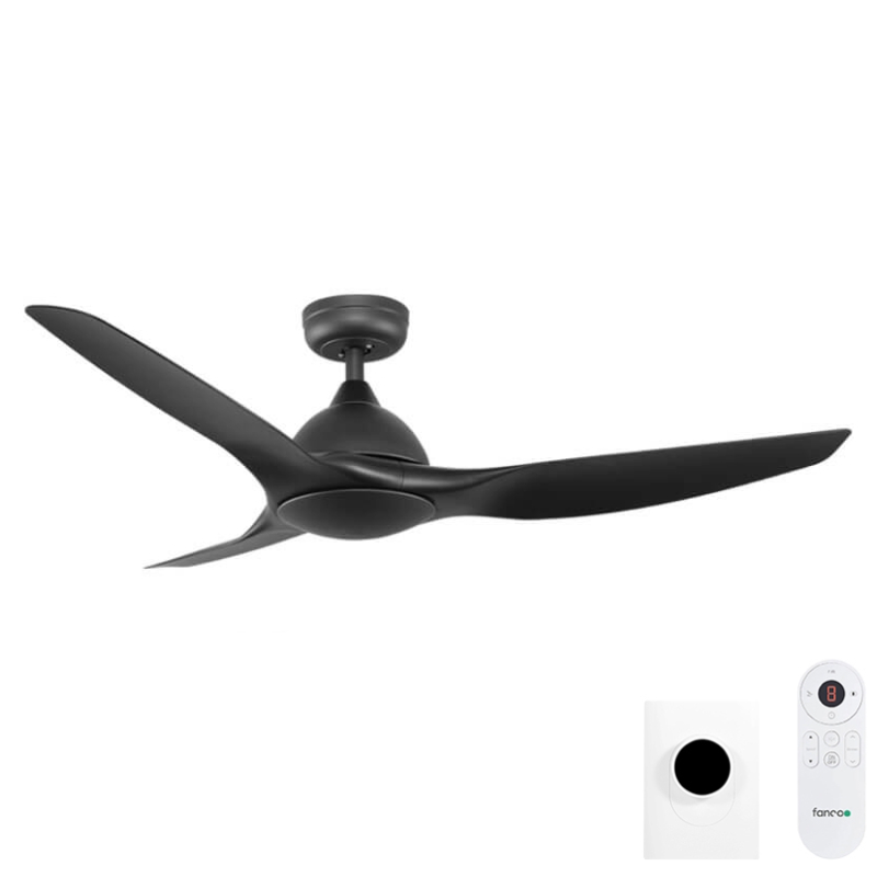 [W-CFFCHZ43BL-WC] Horizon DC SMART Ceiling Fan by Fanco with Tri-Control – Black 52″
