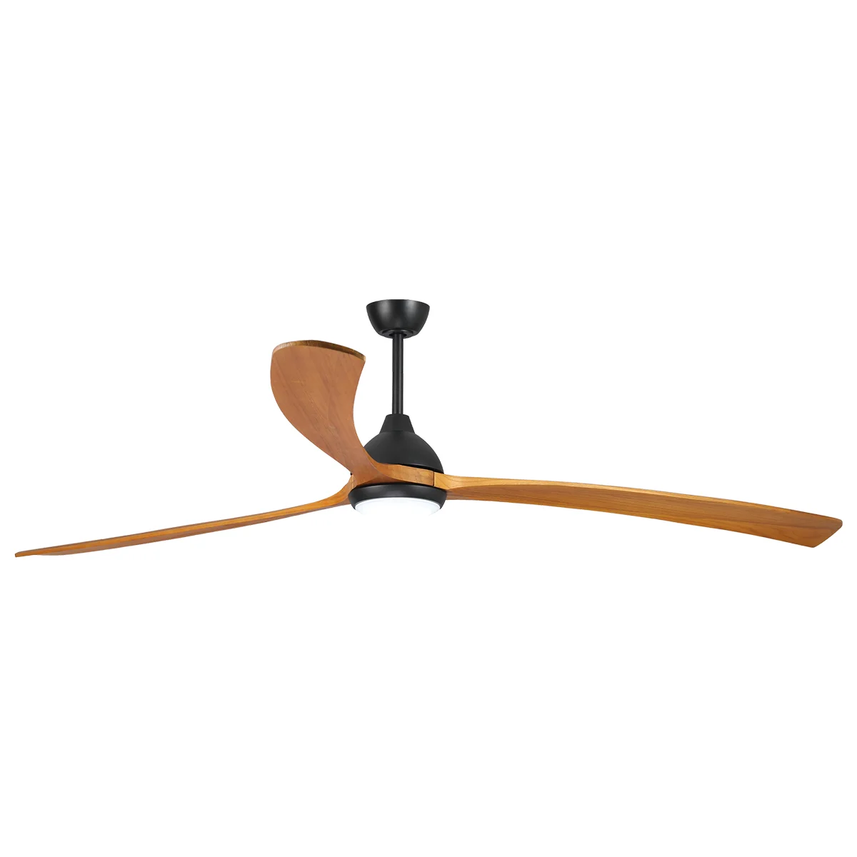 Sanctuary DC Ceiling Fan by Fanco with LED Light – Black with Teak Timber Blades 92″