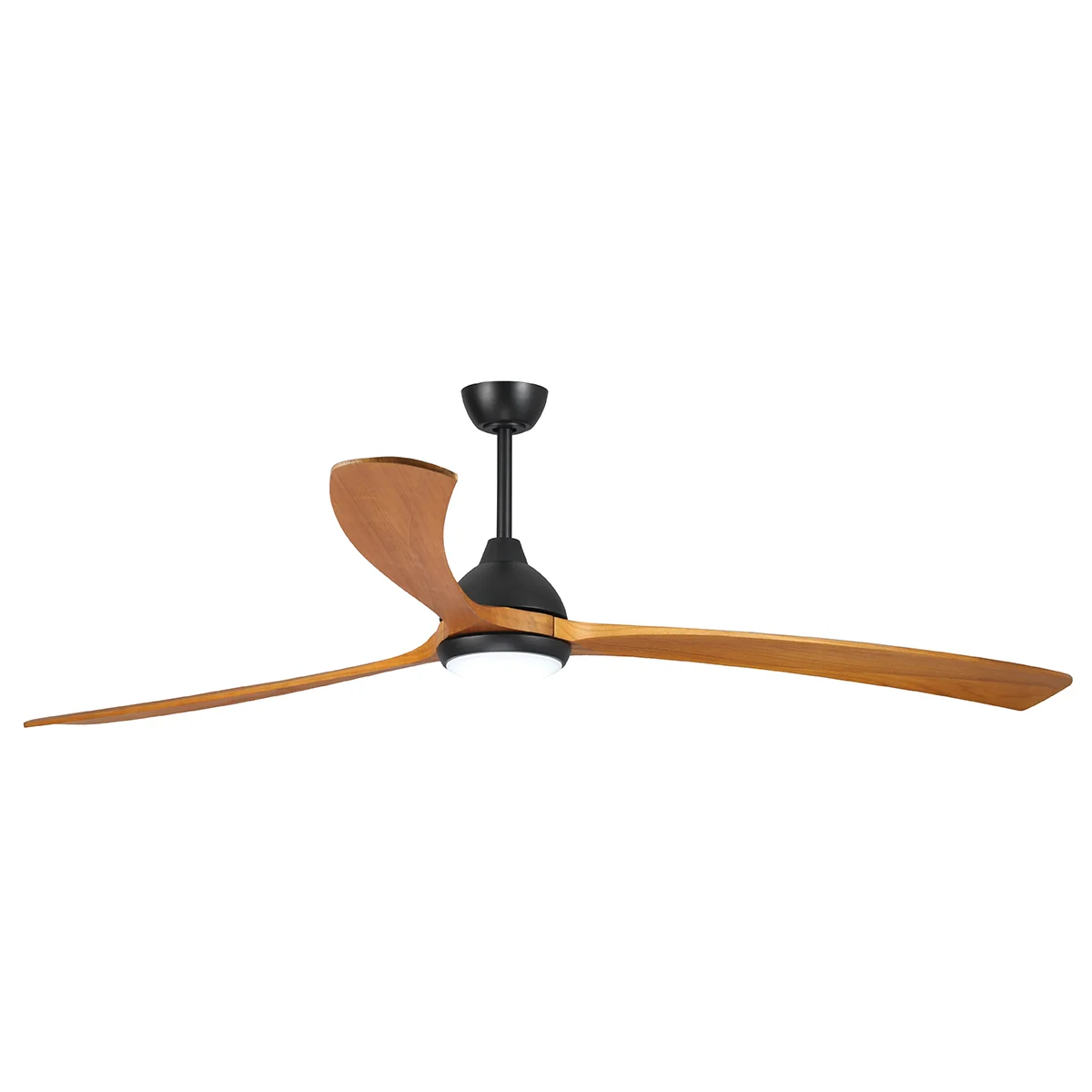 [W-CFFCSA26LBL-TK] Sanctuary DC Ceiling Fan by Fanco with LED Light & Remote – Black with Solid Timber Teak Blades 70″