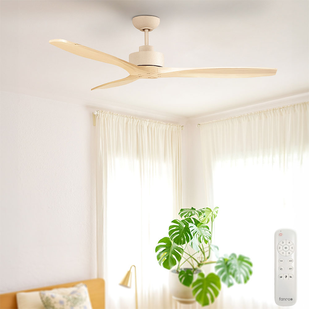 [CFFCEWY13EUNA] EarthFirst Wynd DC Ceiling Fan by Fanco – Ecru with FSC Timber Blades 52″