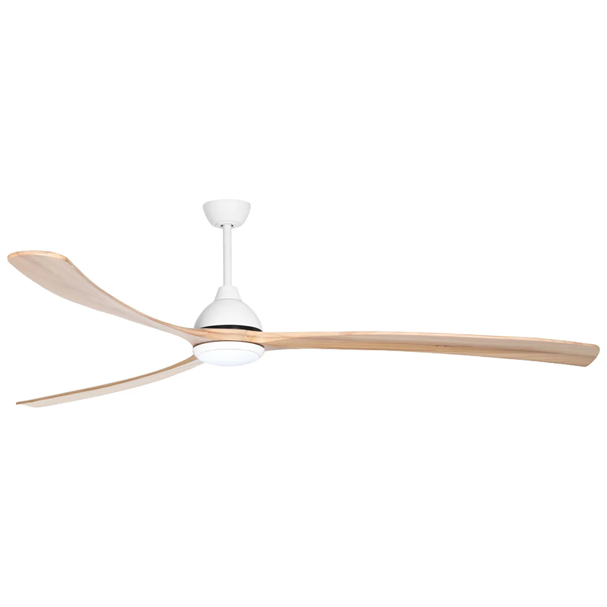 [W-CFFCSA29LWH-NA] Sanctuary DC Ceiling Fan by Fanco with LED Light & Remote – White with Natural Timber Blades 92″