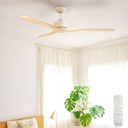 EarthFirst Wynd DC Ceiling Fan by Fanco – Ecru with FSC Timber Blades 60″