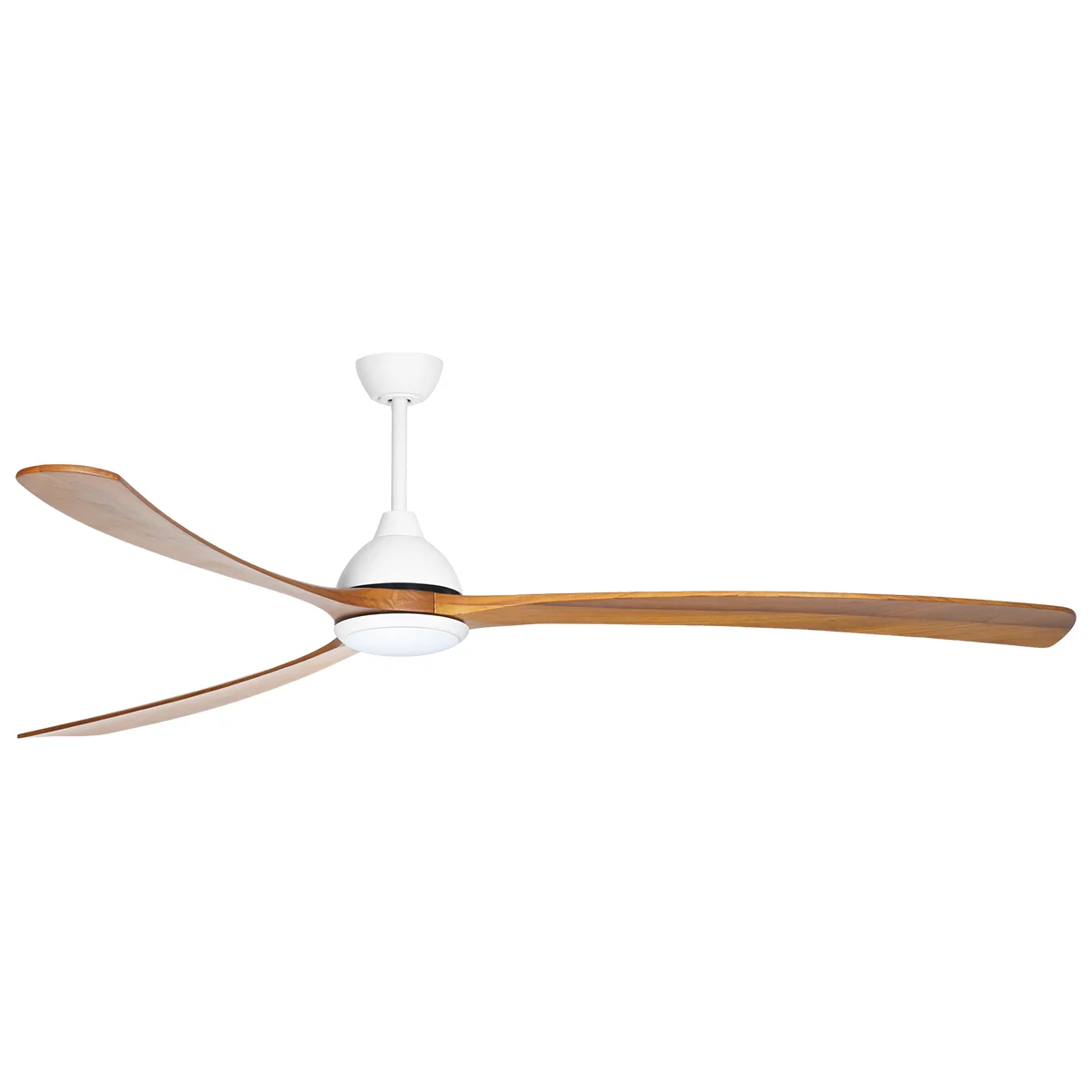 [W-CFFCSA29LWH-TK] Sanctuary DC Ceiling Fan by Fanco with LED Light – White with Teak Timber Blades 92″