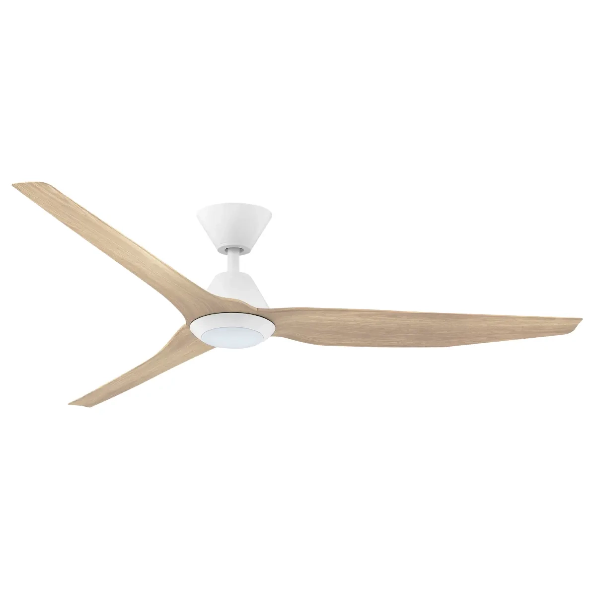 Infinity-iD DC Ceiling Fan by Fanco with LED Light & Remote – White with Beechwood Timber Style ABS Blades 60″