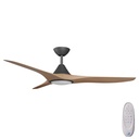 CloudFan SMART DC Ceiling Fan by Calibo with LED Light – Black with Teak Timber Styel ABS Blades 52″