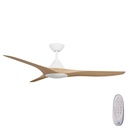 CloudFan SMART DC Ceiling Fan by Calibo with LED Light – White with Bamboo Timber Style ABS Blades 52″