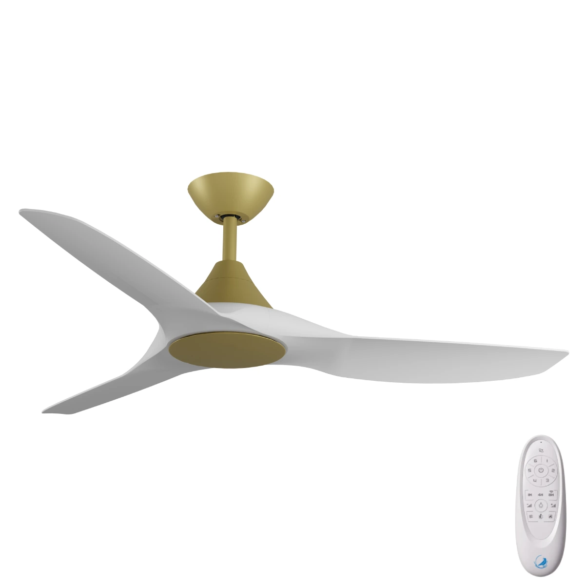 CloudFan DC SMART Ceiling Fan by Calibo – Gold with White Blades 52″